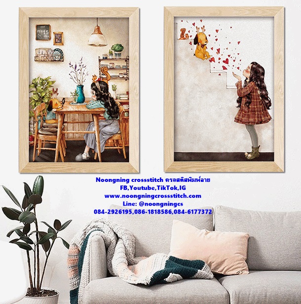 Little girl dog ชุดปักครอสติช พิมพ์ลาย ครอสติสจีน งานฝีมือ DIY