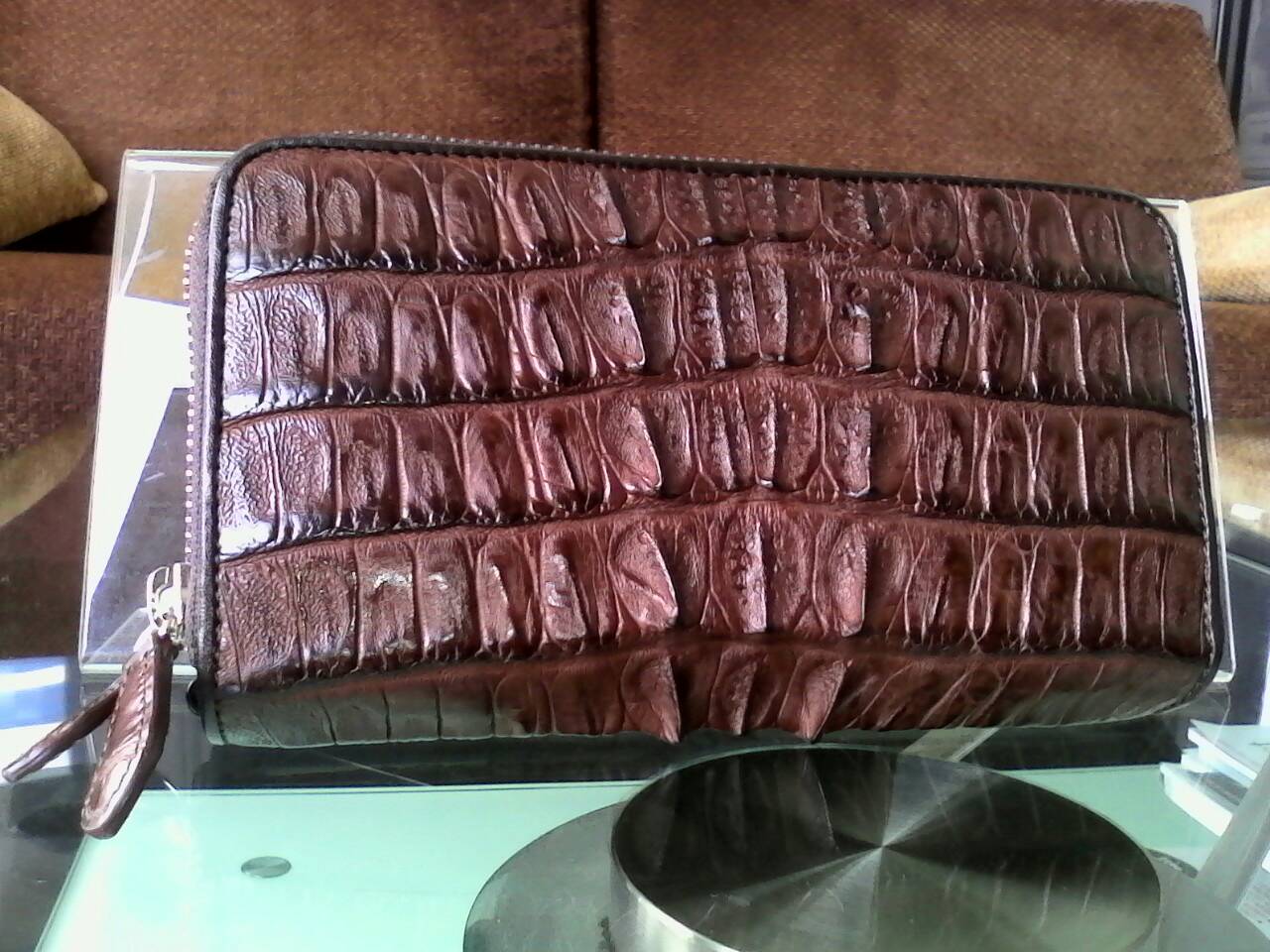 กระเป๋าหนังจระเข้แท้แบบซิปคู่(หนังกระดูกหาง)
