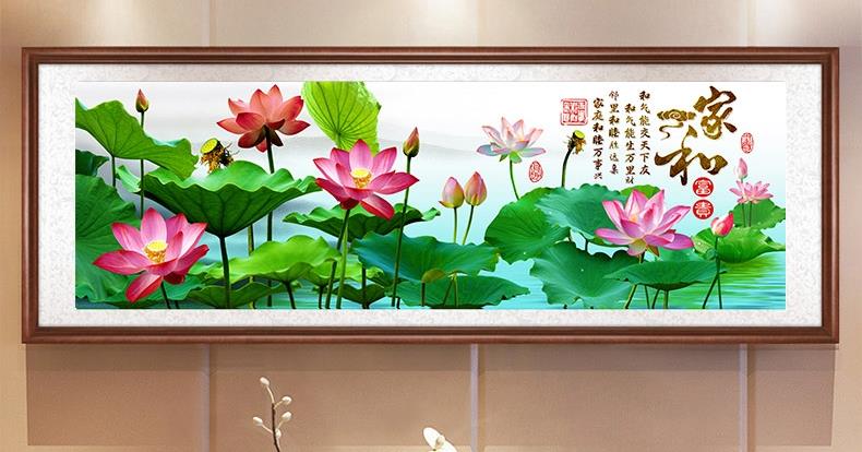 ทุ่งดอกบัวหลวง ครอสติสคริสตัล Diamond painting โมเสก ภาพติดเพชร งานฝีมือทำที่บ้าน DIY