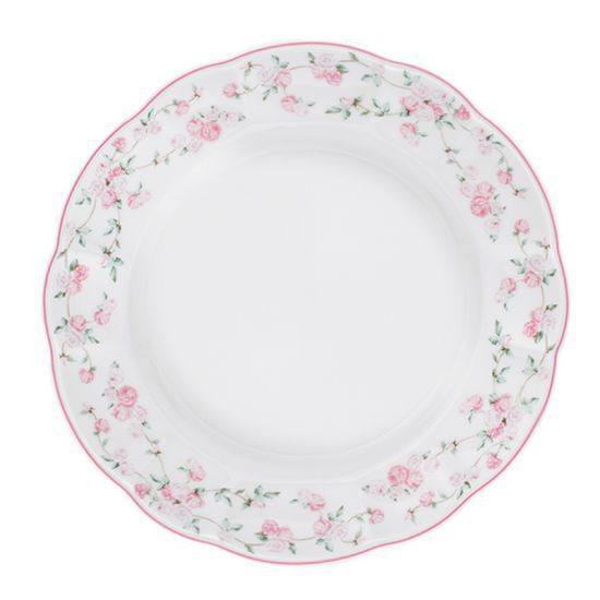 QUALITIER จาน ลาย La Vie en Rose รุ่น IP2704 ขนาด 10 นิ้ว สีขาว - ชมพู เหมาะสำหรับใช้งานทั้งในบ้านและร้านอาหาร