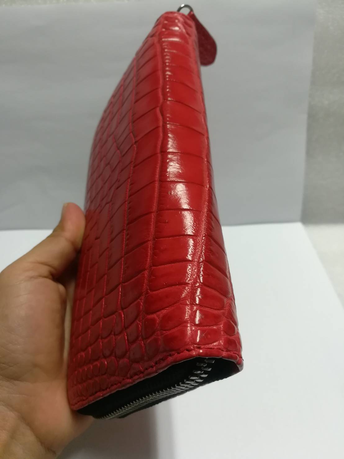 กระเป๋าหนังจระเข้แท้แบบซิปเดี่ยว(หนังท้อง)