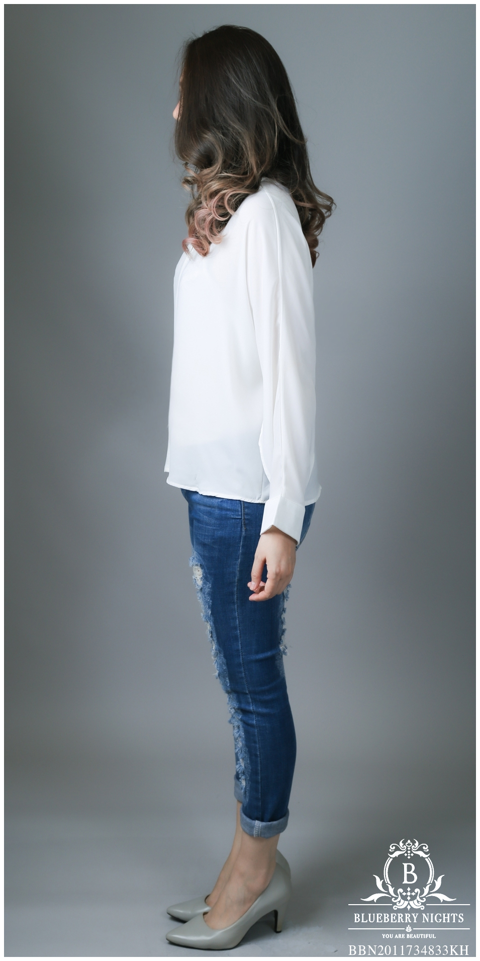 Sale++#Blueberry Nights B3610 เสื้อเชิ้ตชีฟองแขนยาว สีพื้นเรียบหรู ผ้าชีฟองเบรนด์เนื้อนุ่มสวยสุดหรู ผ้าเนื้อดีสัมผัสนุ่มใส่สบายมากๆค่ะ แพทเทิร์นเสื้อเชิ้ตแขนยาวติดกระดุมปลายแขน ช่วงล่างของแขนผ่าสวยเก๋ 4 สีคลาสสิค สีเขียว/ สีเทา/ สีเหลือง/ สีขาว ขนาด รอบอก