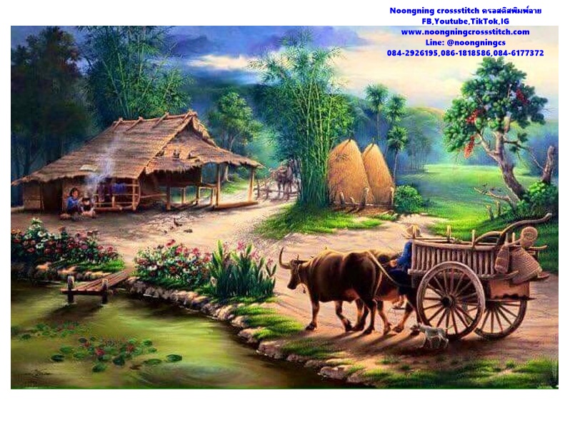วิถีชีวิต ชนบท ชุดปักครอสติช พิมพ์ลาย ครอสติสจีน งานฝีมือ DIY