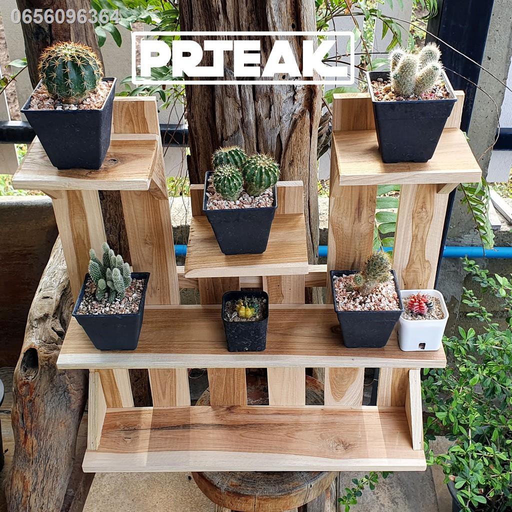♧♨✙ชั้นวางไม้สัก สวนแนวตั้ง ชั้นโชว์แคสตัส ตกแต่งสวน ชั้นวางต้นไม้ ตกแต่งร้านค้า สูง46 ซม.