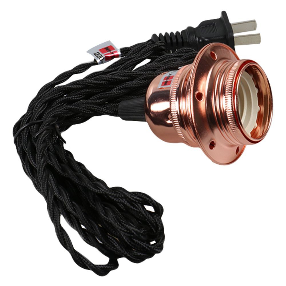 ชุดขั้วหลอดวินเทจ HI-TEK มาตรฐาน สีทองแดง RETRO LAMP SOCKET WITH EXTENSION CORD SET HI-TEK COPPER