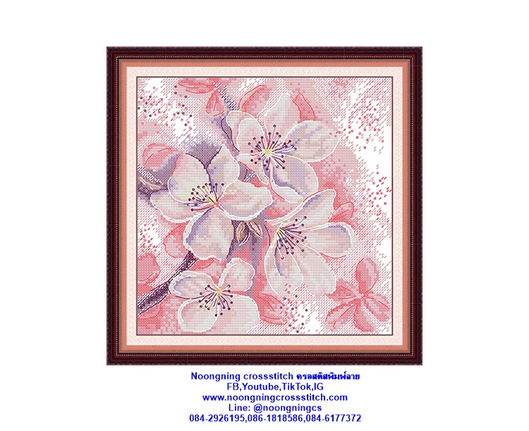 ดอกแมกโลเนีย ชุดปักครอสติส พิมพ์ลาย ครอสติสจีน งานฝีมือทำที่บ้าน DIY