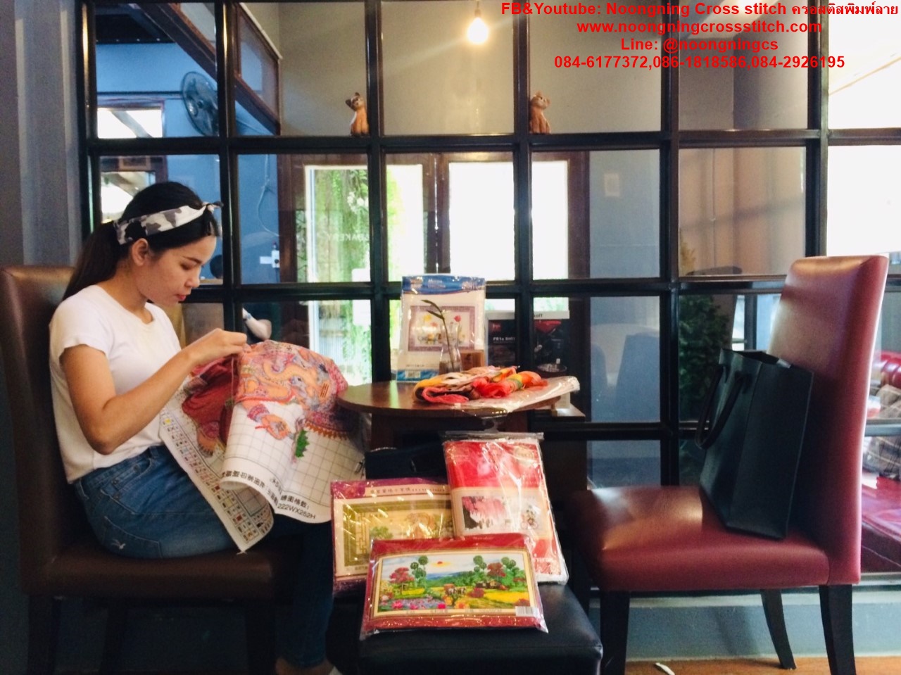 เซ็ทแมวเหมียว ชุดปักครอสติส พิมพ์ลาย ครอสติสจีน งานฝีมือทำที่บ้าน DIY