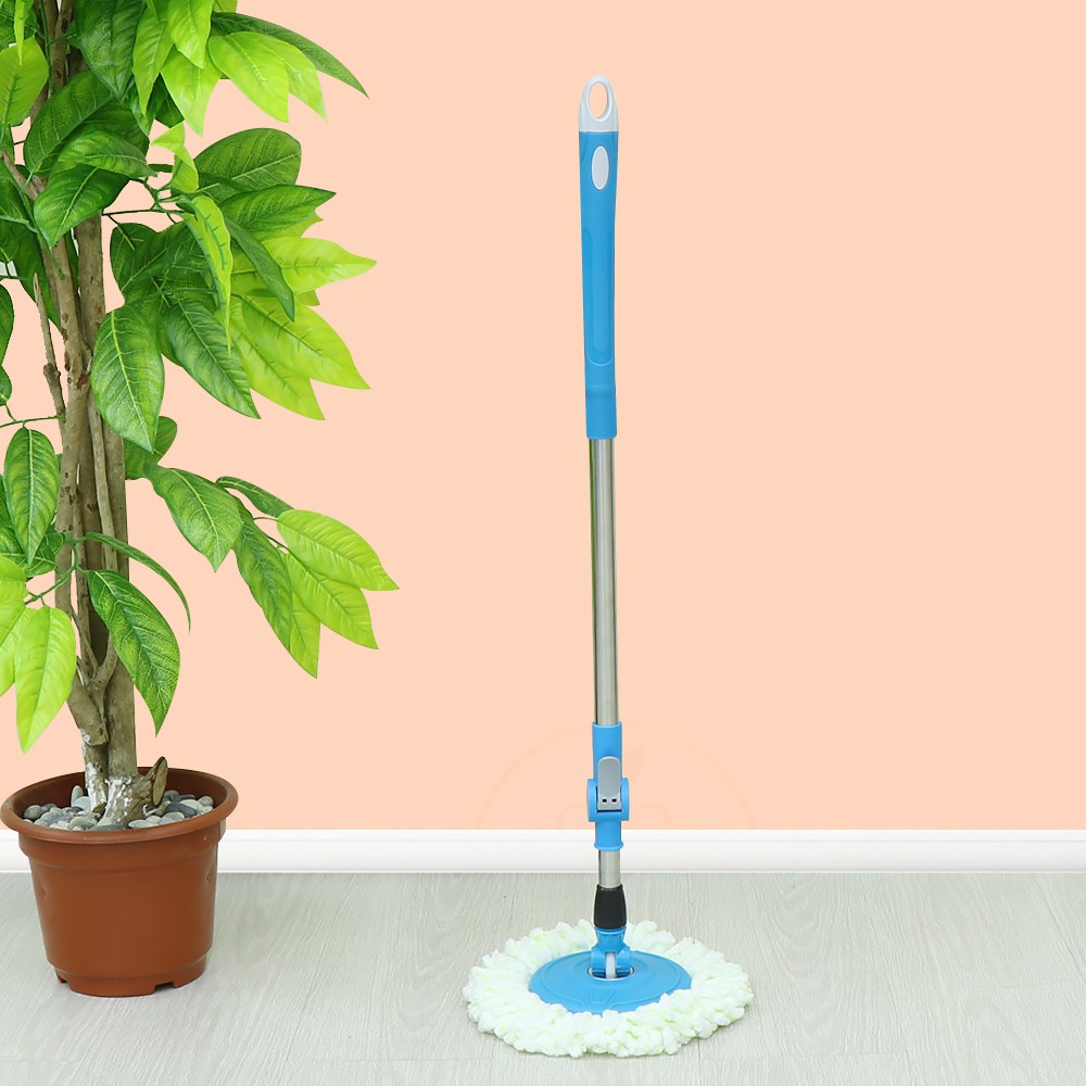 Spin Mop ไม้ถูพื้น หมุนได้ 360 องศา พร้อมผ้าไมโครไฟเบอร์ 1ชิ้น ใช้กับถังปั่น ประหยัดแรง