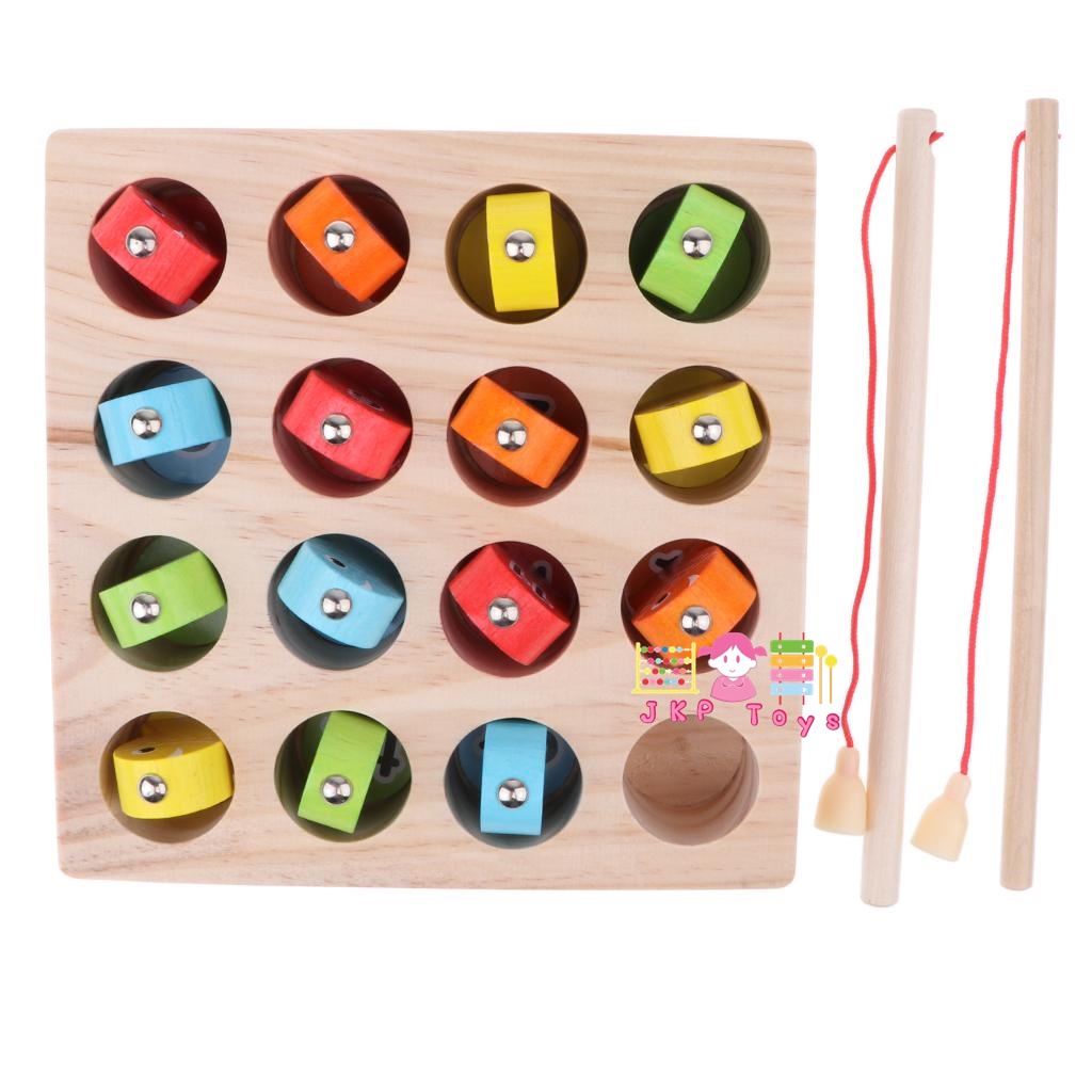 ของเล่นไม้เสริมพัฒนากาาร ตกปลา(เเม่เหล็ก)+ จับคู่ตัวเลข 1-15