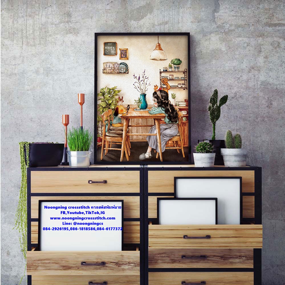 Little girl dog ชุดปักครอสติช พิมพ์ลาย ครอสติสจีน งานฝีมือ DIY