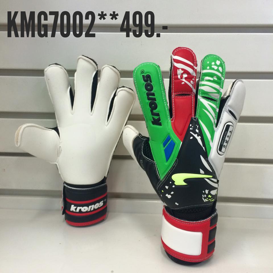 KRONOS ถุงมือผู้รักษาประตู สีเขียวแดง ไม่มีฟิงเกอร์เซฟ เบอร์ 8-10