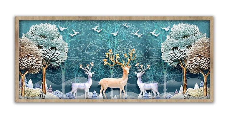 กวาง ในป่าใหญ่ ครอสติสคริสตัล Diamond painting โมเสก ภาพติดเพชร งานฝีมือทำที่บ้าน DIY