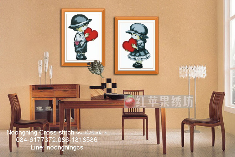 คู่รัก ชุดปักครอสติส พิมพ์ลาย ครอสติสจีน งานฝีมือทำที่บ้าน DIY