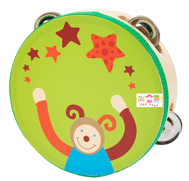 เเทรมบูรีน ของเล่นไม้ เคาะจังหวะ การ์ตูน คละลาย