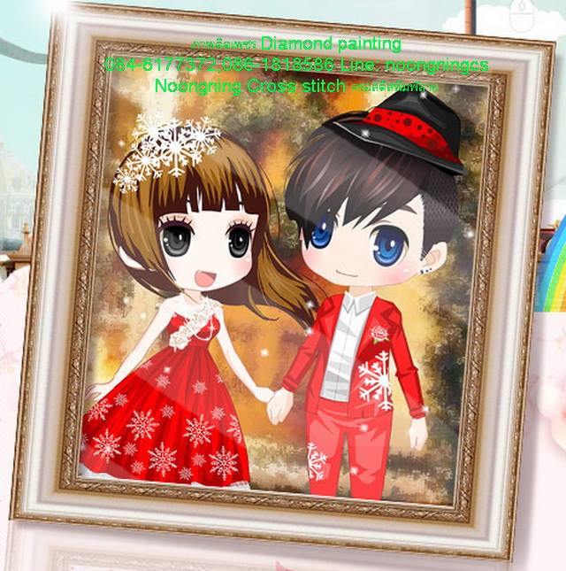 คู่รัก ครอสติสคริสตัล Diamond painting โมเสก ภาพติดเพชร งานฝีมือ DIY