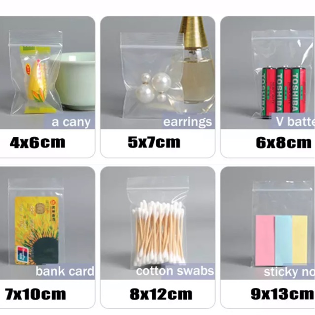 ถุงพลาสติกซิปล็อค เกรดA แพ็ค100ชิ้น มีหลายขนาด