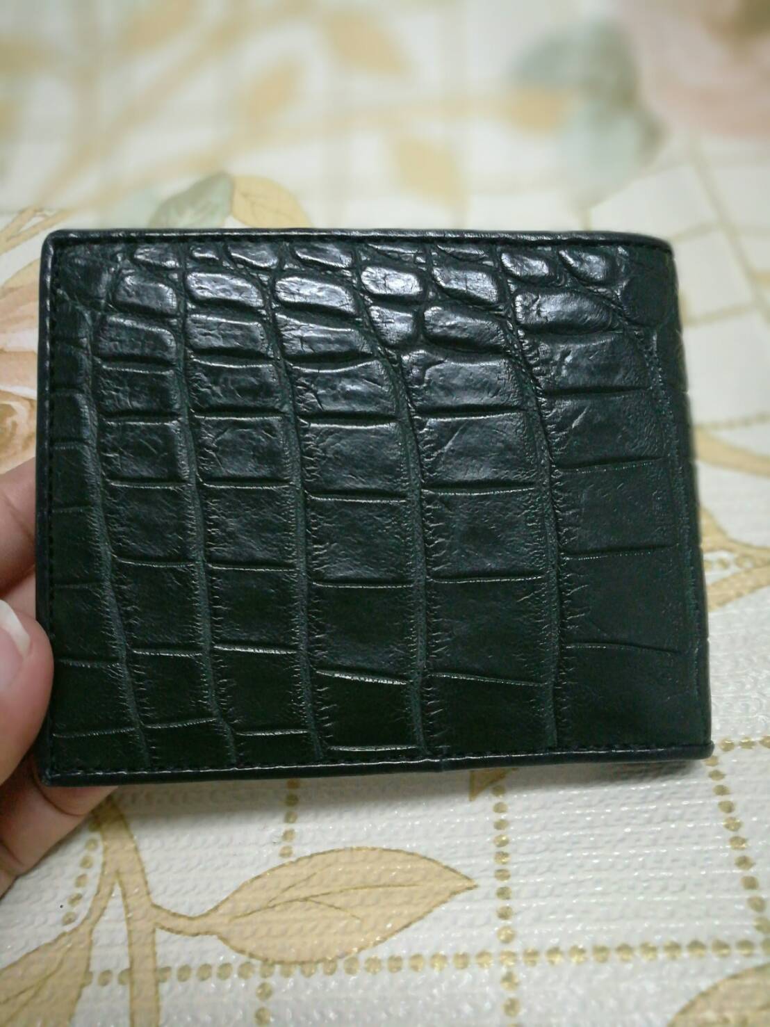 กระเป๋าหนังจระเข้แท้(หนังท้อง) สีเขียวเข้ม