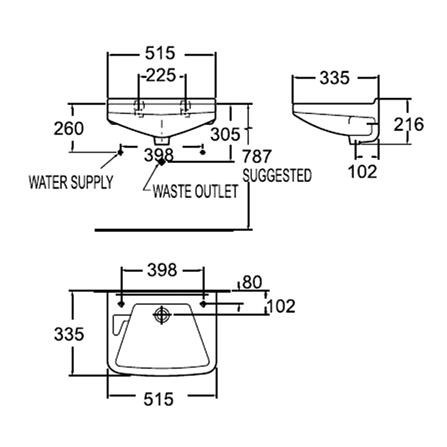 Wall-Hung Basins อ่างล้างหน้าแขวน AMERICAN STANDARD TF-910S สีขาว อ่างล้างมือ