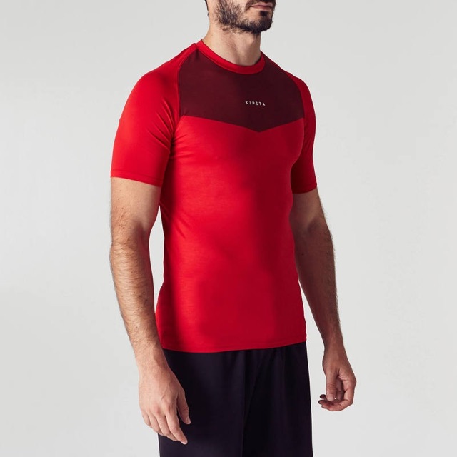 ✅Kipsta เสื้อรองในแขนสั้นระบายอากาศได้ดี สำหรับผู้ใหญ่ เสื้อรัดกล้วมเนื้อแขนสั้น