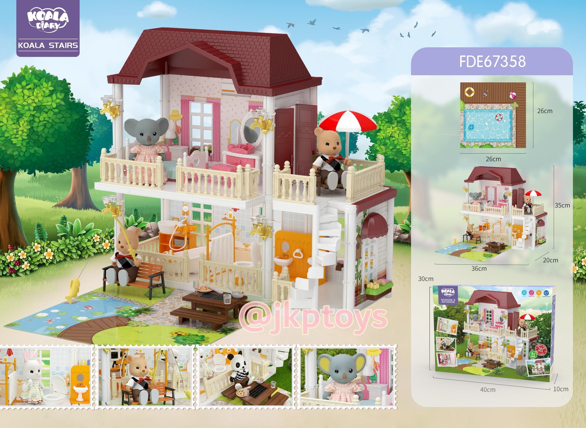 บ้านตุ๊กตา Koala Villa ห้องนอน ห้องน้ำ
