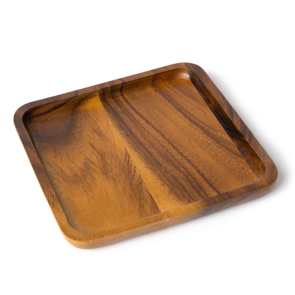 The Wood's Tale จานไม้ ถาดไม้ ทรงสี่เหลี่ยมจตุรัส SQUARE PLATE จากไม้แท้ธรรมชาติ มีสีอ่อนและสีเข้ม มี 2 ไซส์