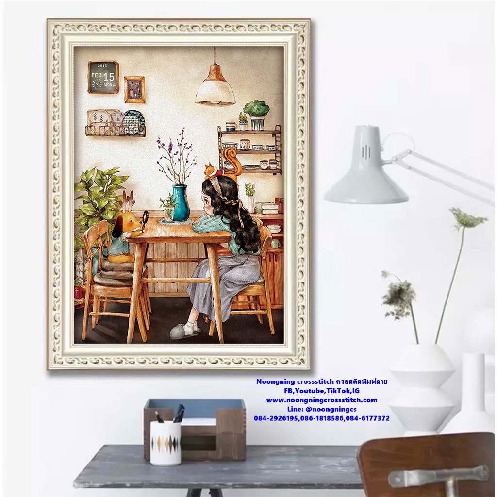 Little girl dog ชุดปักครอสติช พิมพ์ลาย ครอสติสจีน งานฝีมือ DIY