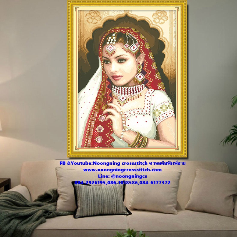 Women India ชุดปักครอสติส พิมพ์ลาย ครอสติสจีน งานฝีมือทำที่บ้าน DIY