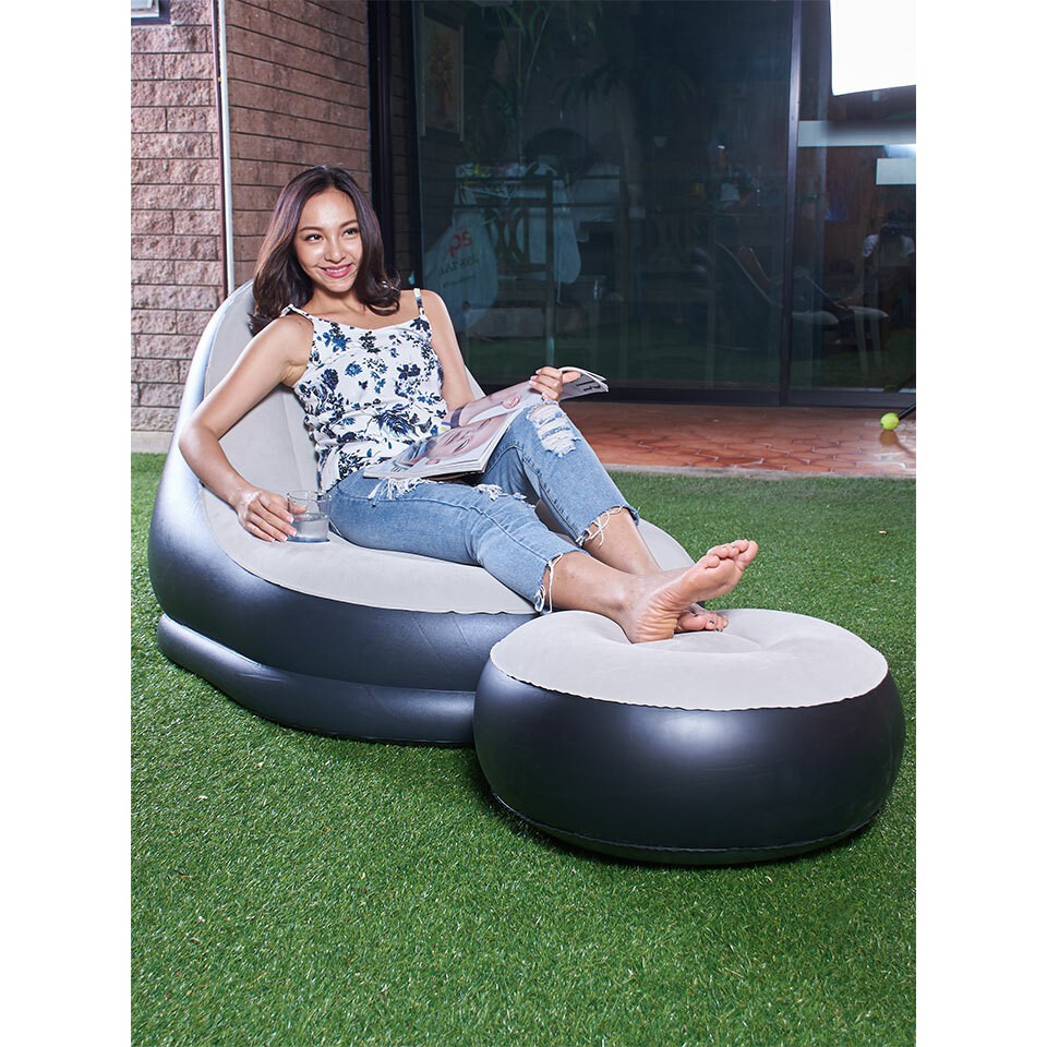 !!สินค้าขายดี!! ชุดโซฟาลมเดี่ยวพร้อมที่รองเท้าเก้าอี้เป่าลม เซ็ต 2 ชิ้น Inflatable Chaise Sofa Set