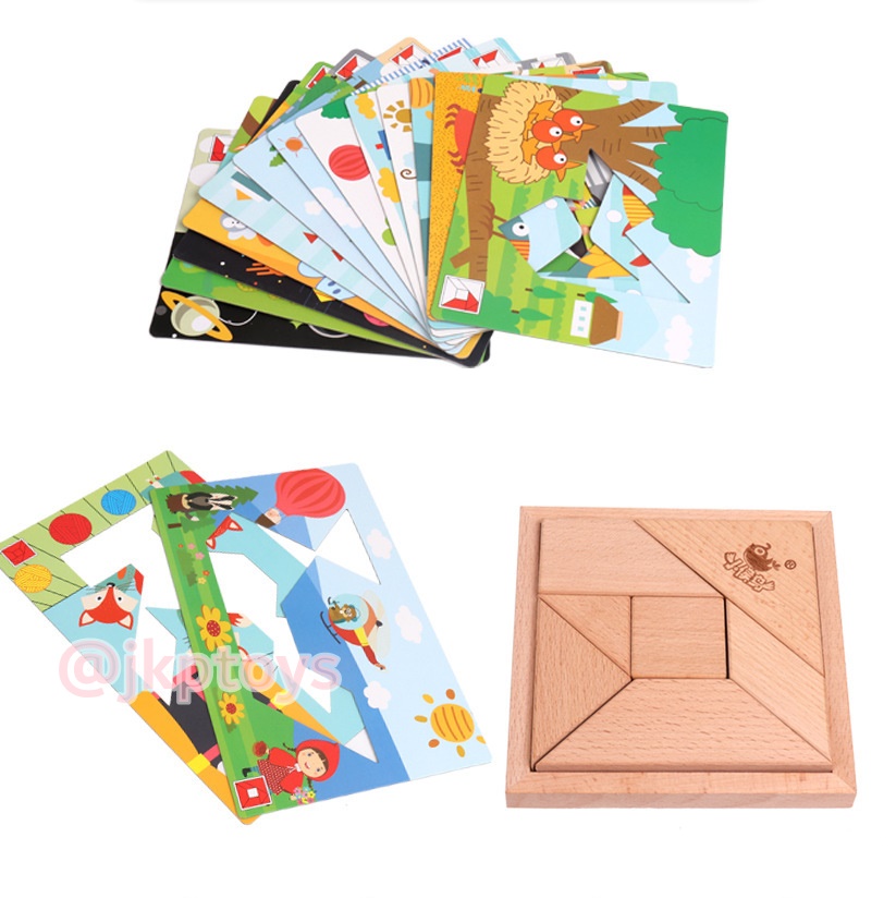 ชุดต่อTangram 14 ภาพในกล่องเก็บอย่างดี