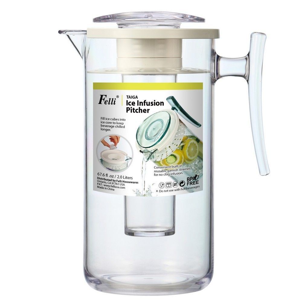 เหยือกน้ำเพิ่มความเย็น FELLI INFUSION 2 ลิตร SAN 2L INFUSION มีช่องสำหรับใส่น้ำแข็ง เพิ่มความเย็น