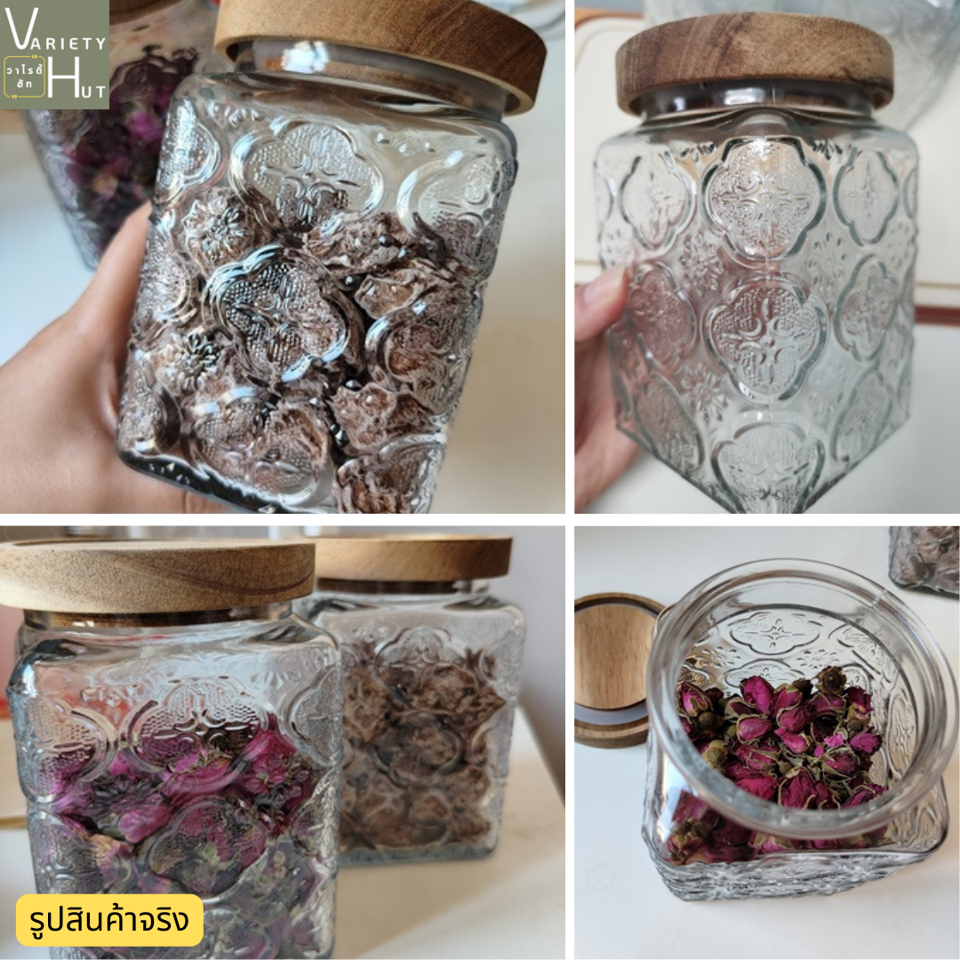 โหลแก้วฝาไม้ โหลแก้วสูญญากาศ กระปุกใบชา