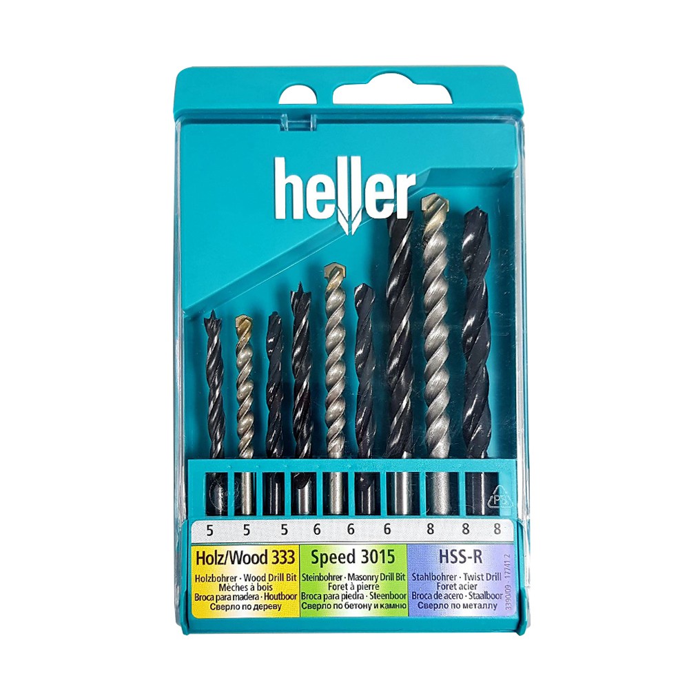 เครื่องมือช่าง สว่าน ดอกสว่าน ดอกเจาะเหล็ก, ไม้, คอนกรีต HELLER 9ชิ้น METAL, CONCRETE, WOOD DRILL BIT HELLER 9EA