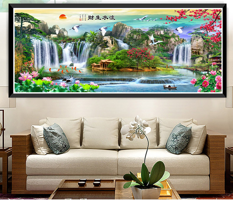 น้ำตก สวยงาม ชุดปักครอสติส พิมพ์ลาย ครอสติสจีน งานฝีมือทำที่บ้าน DIY