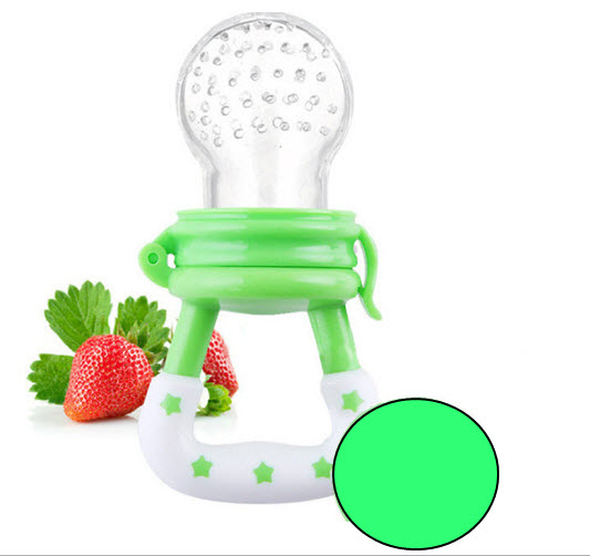 ที่ดูดผลไม้และอาหารเด็กสีเขียว