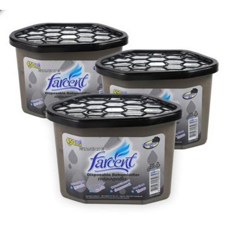 [พร้อมส่ง!!แพ็ค 3]กล่องดูดชื้นถ่าน FARCENT450 มล. ลดกลิ่นอับ ดับกลิ่นอับ CHARCOAL DEHUMIDIFIER FARCENT 450ML PACK3