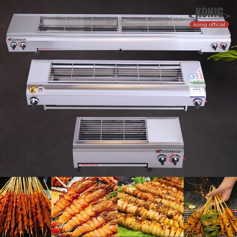 เตาย่างแก๊ส 123cm 95CM 66CM ไร้ควัน ตัวเตาทำจากสแตนเลส เตาแก๊ส ปิ้งย่าง เตาจานเซรามิก ระบบอินฟราเรด