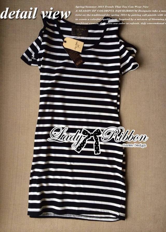 Sale++Lady Ribbon ** D7882**อก34-38**Lady Monica Sassy Body-Con Striped Dress เดรสทรงบอดี้คอนพิมพ์ลายทาง cut-out ช่วงไหล่ เหมาะกับสาวตัวเล็กๆ ตัวนี้ทรงชุดจะเป็นแบบบอดี้คอนเข้ารูป เน้นสัดส่วน มีดีเทลเก๋ๆช่วงไหล่ เป็นทรงคัทเอาท์เปิดไหล่บางส่วน เหมาะกับสาวสไ