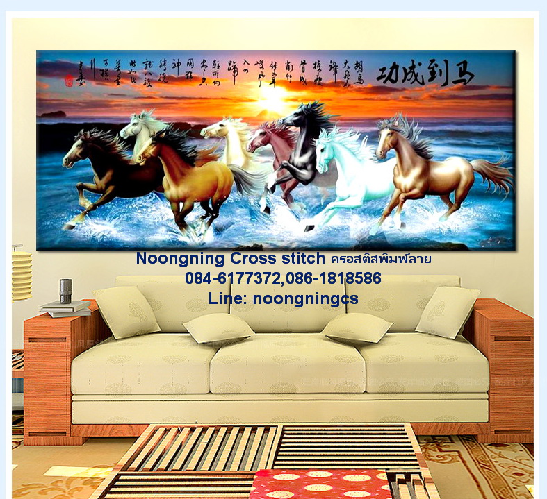 ม้า ชุดปักครอสติส พิมพ์ลาย ครอสติสจีน งานฝีมือทำที่บ้าน DIY