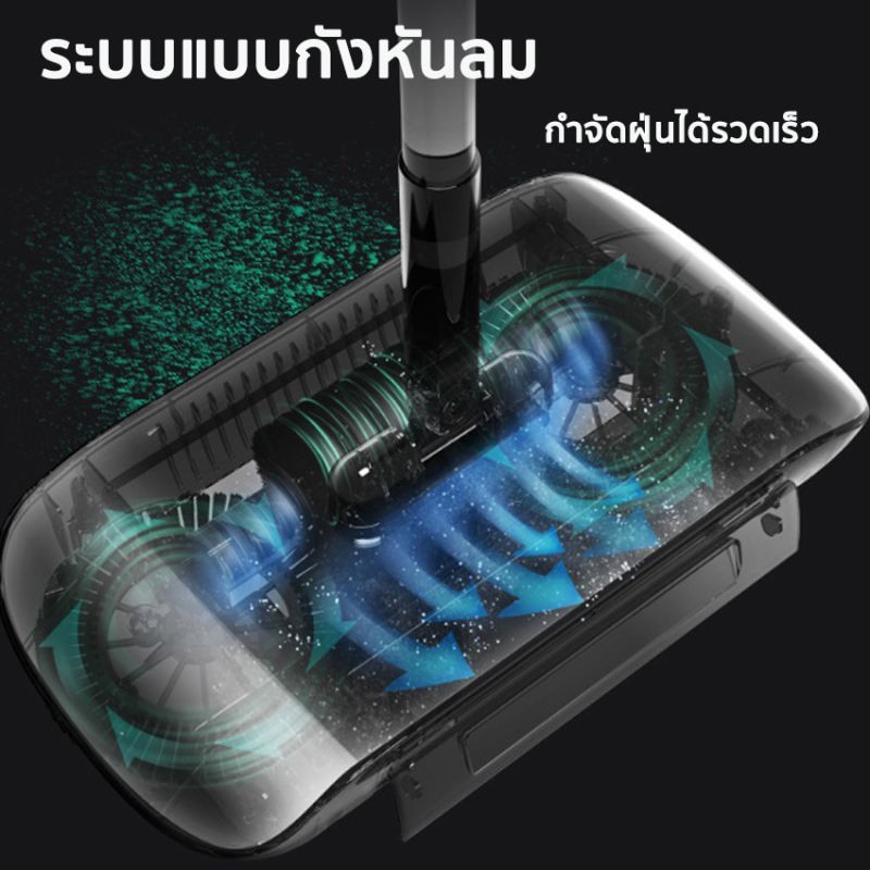 E-mozaza ไม้กวาดดูดฝุ่น 2in1 หมุนได้ 360 เก็บกวาดถูในอันเดียว ใช้งานง่าย ไม่ใช้ไฟฟ้า ไม่เกะกะ เข้าถึงทุกซอกทุกมุมของบ้าน
