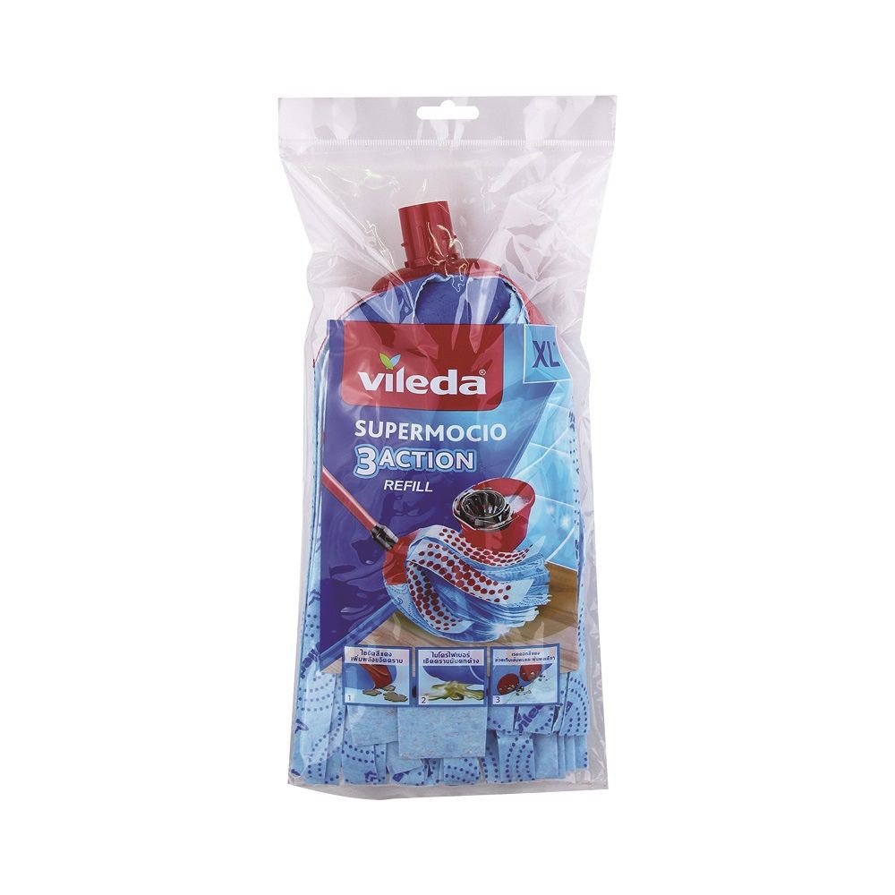 อุปกรณ์ทำความสะอาด อะไหล่ม็อบซุปเปอร์โมซิโอ VILEDA 3ACTIONREFILL MOP SUPER MOCIO VILEDA 3ACTION