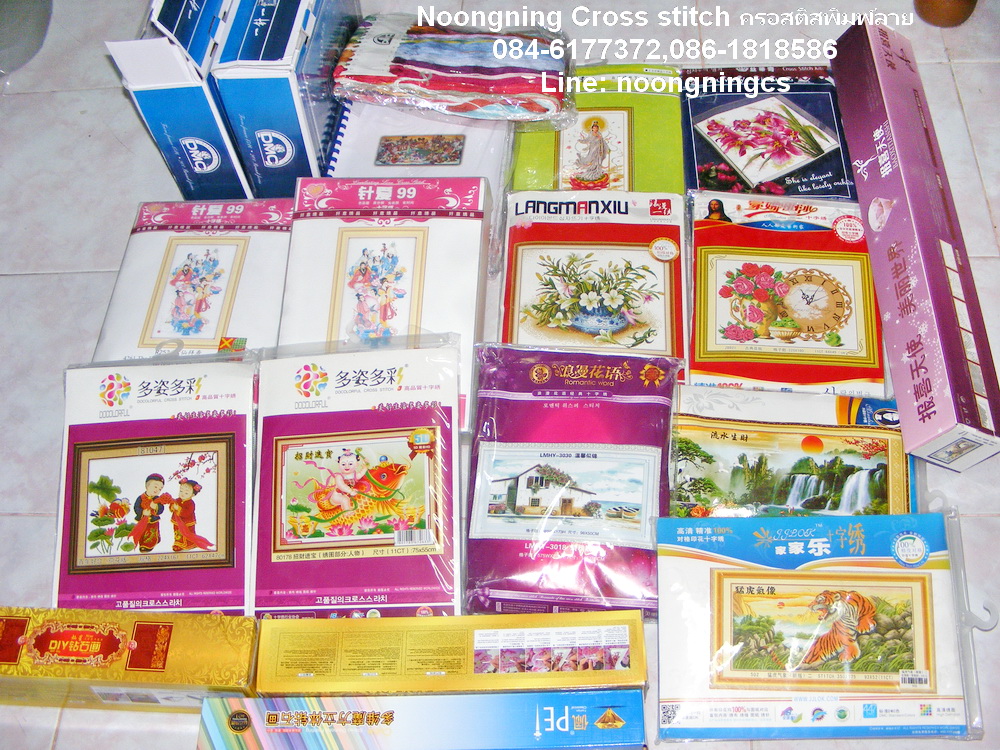 นกยูง ชุดปักครอสติส พิมพ์ลาย ครอสติสจีน งานฝีมือทำที่บ้าน DIY
