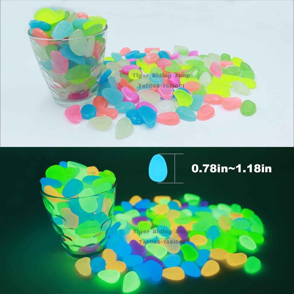 หินเรืองแสง กรวดเรืองแสง หินตู้ปลา หินแต่งสวน คละสี 100 ชิ้น/แพ็ค (≈200กรัม)