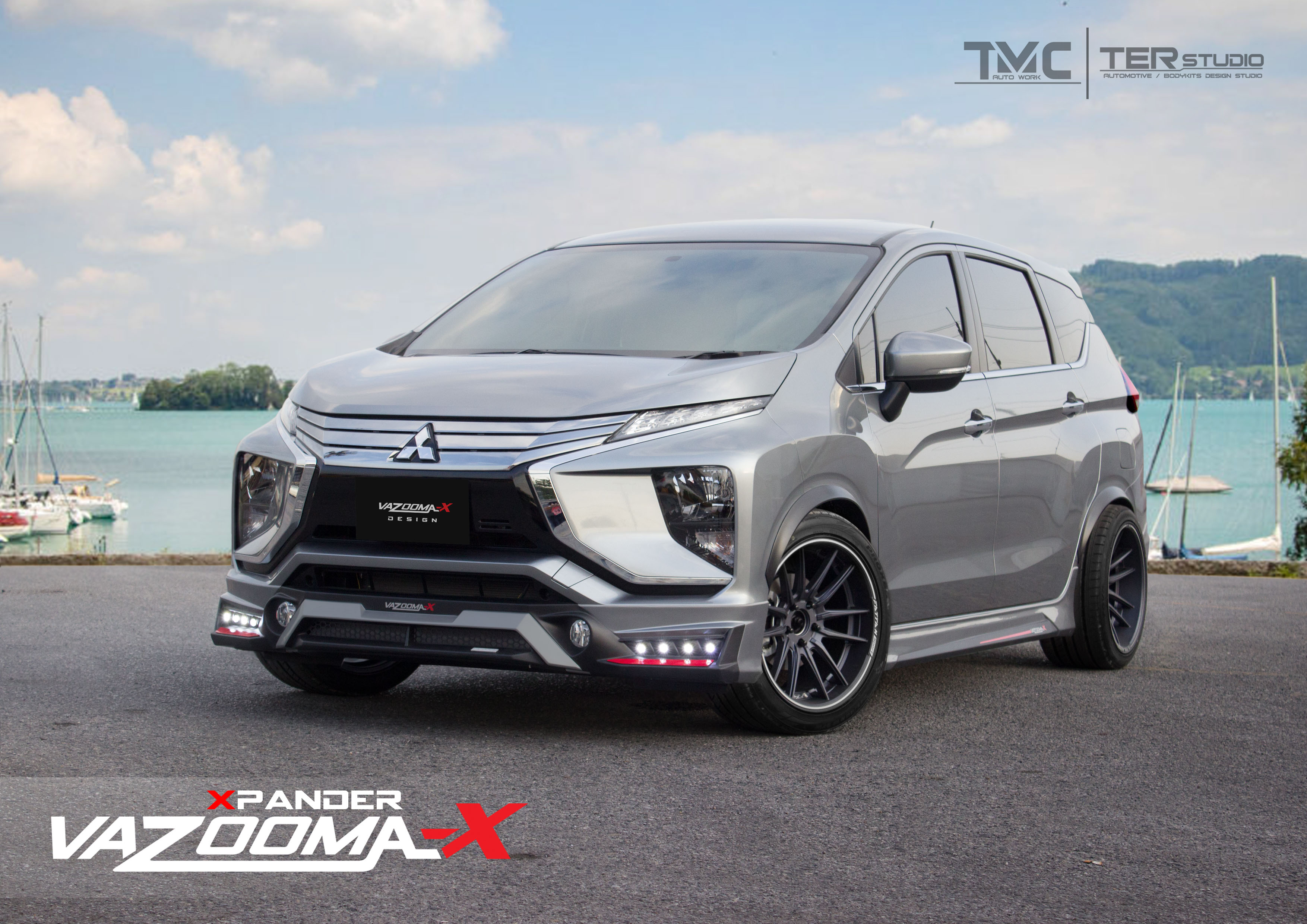 ชุดแต่งรถ-สเกิร์ต-อุปกรณ์แต่งรถ Mitsubishi Xpander ทรง Vazoomer-X By OSR