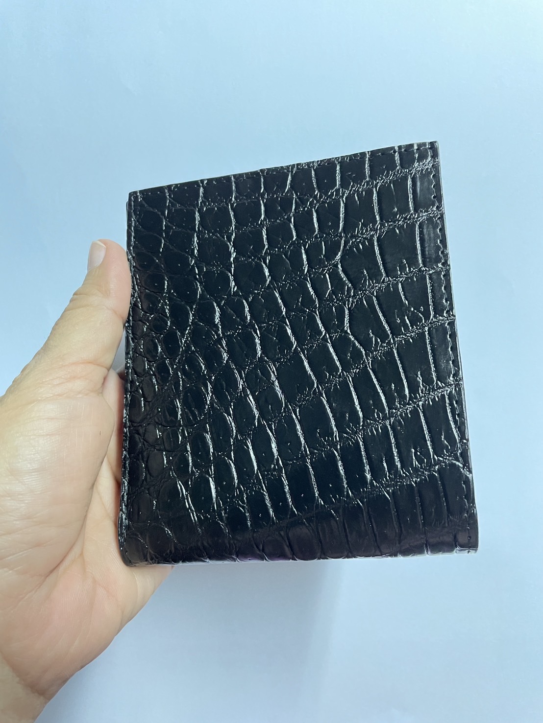 กระเป๋าหนังจระเข้แท้(หนังท้อง) สีดำ