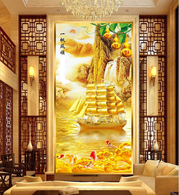 เรือสำเภาทอง ค้าขายร่ำรวย ชุดปักครอสติส พิมพ์ลาย ครอสติสจีน งานฝีมือทำที่บ้าน DIY