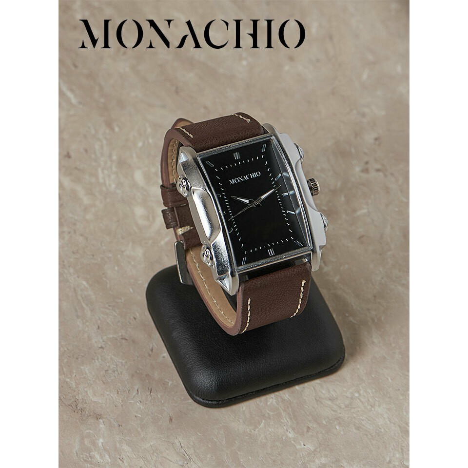 !!สินค้าขายดี!! MONACHIO นาฬิกาข้อมือสีน้ำตาลผู้ชาย นาฬิกาข้อมือแฟชั่น Brown PU Leather Watch