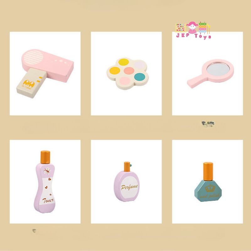 Todds & Kids Toys by JKP Toys โต๊ะเครื่องแป้งเด็ก พร้อมอุปกรณ์ครบเซ๊ต โต๊ะเครื่องแป้งไม้ สำหรับเด็ก Kids Dresser ของเล่นไม้บทบาทสมมติ ของเล่นเด็ก ของขวัญเด็ก