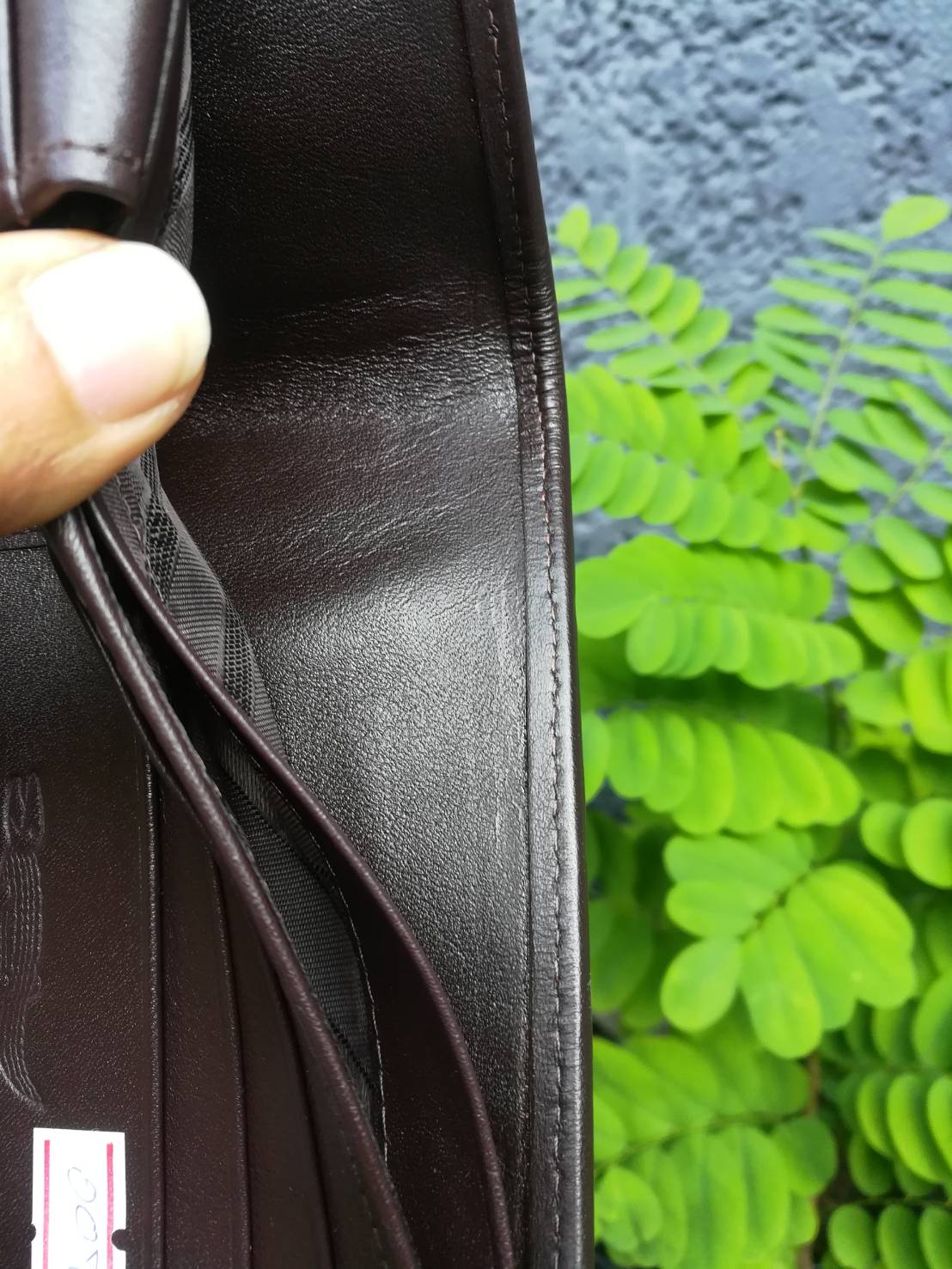 กระเป๋าหนังจระเข้แท้(หนังท้อง) สีน้ำตาล (ซับในมีตำหนิ)