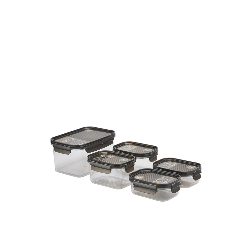 LOCK&LOCK ชุดกล่องถนอมอาหาร Bisfree Modular 5 ชิ้น รุ่น LBF405S5 สีน้ำตาล