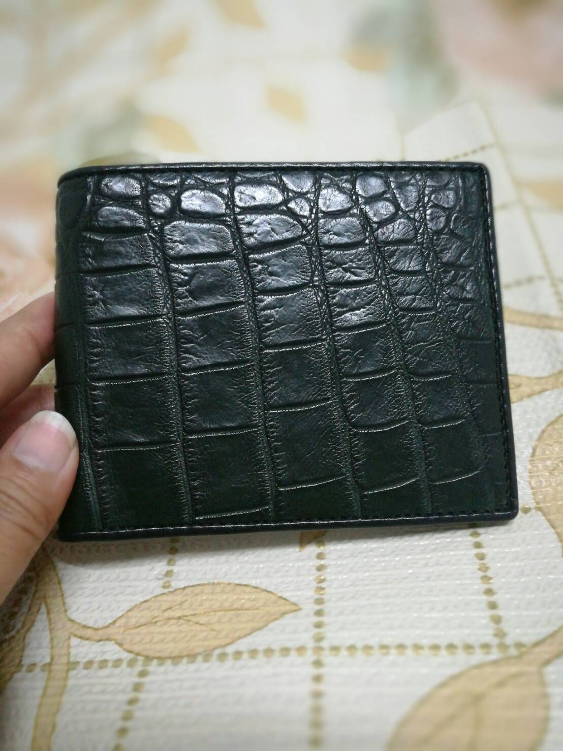 กระเป๋าหนังจระเข้แท้(หนังท้อง) สีเขียวเข้ม